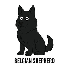 Vector Cartoon Character Illustration Belgian Shepherd Dog Breed