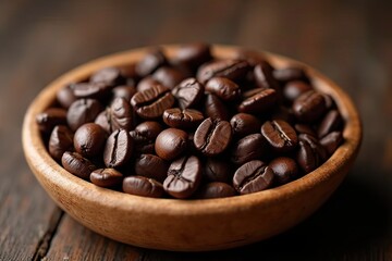 Fototapeta premium Wooden Bowl with Robusta Coffee Beans