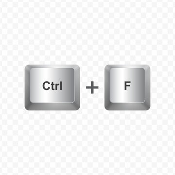 Keyboard Button, Vector illustration of shortcut Ctrl F on white color and transparent background