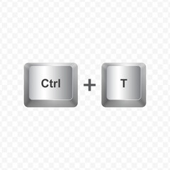 Keyboard Button, Vector illustration of shortcut Ctrl T on white color and transparent background