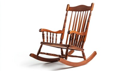 Colonial wooden rocking chair isolated on white background. 