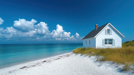 Obraz premium Seaside cottage on a sunny beach