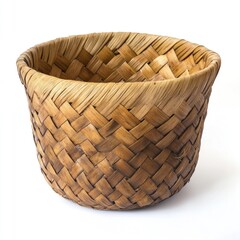 Colonial woven palm basket isolated on white background.  