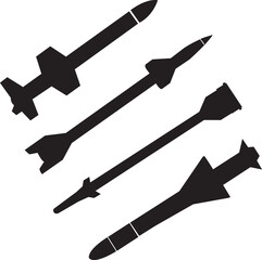 Black and White Missile Vector Set Collection