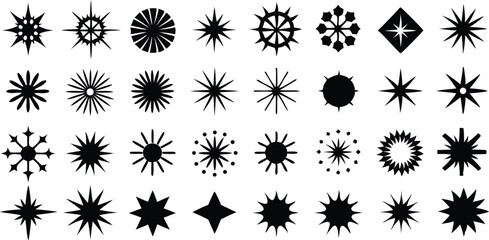 Sparkle vector set, hand-drawn shining stars, comic burst elements, glowing sparkling star highlight. Dynamic light flash, twinkle star, firework effect