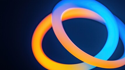 Intertwined, glowing rings of vibrant, contrasting colors.