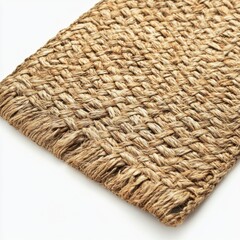 Colonial woven seagrass rug isolated on white background.  