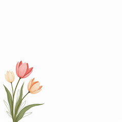 Fototapeta premium Minimal Tulip Illustration in Corner with Soft Colors