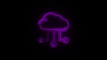 Purple NeonCloud: The Pulse of the Network. GlowNet: Cloud in Motion.  - Powered by Adobe
