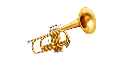 Obraz premium Golden Trumpet. Musical Instrument For Jazz And Classical Performances Isolated On Transparent Background