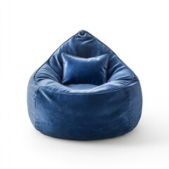 Shop blue velvet bean bag chair with pillow for living room and bedroom furniture online at affordable prices