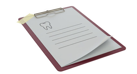 Isolated Dental Clipboard with Tooth Icon