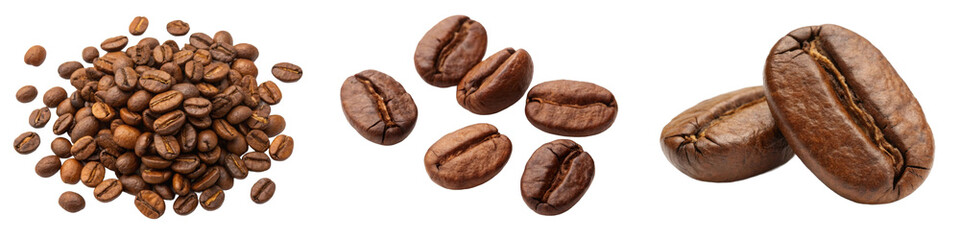 Fototapeta premium An array of coffee beans showcasing different roasts and textures, perfect for coffee enthusiasts.