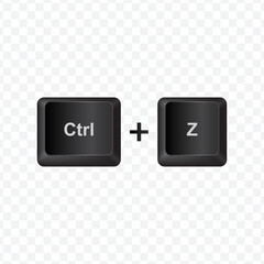 Keyboard Button, Vector illustration of shortcut Ctrl and Z on dark color and transparent background