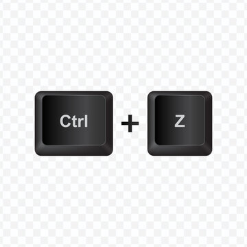 Keyboard Button, Vector illustration of shortcut Ctrl and Z on dark color and transparent background