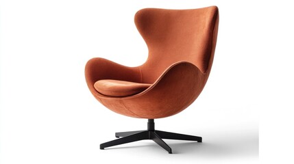 Contemporary egg-shaped swivel chair isolated on white background.  