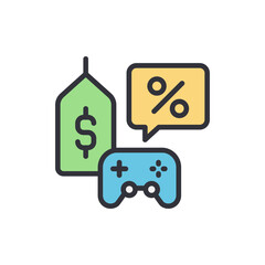 Discounted gaming deals illustration for sale, special offers concept