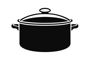 A black stockpot with a lid suggests culinary preparations and hearty home cooking