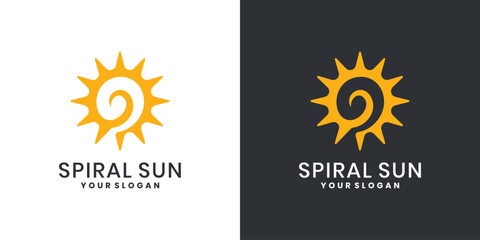 Spiral sun symbol logo design concept