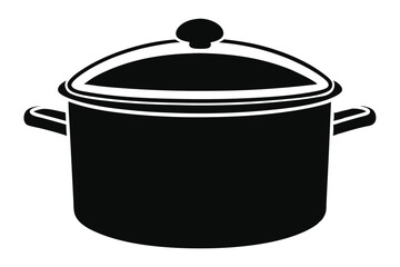 A closed black cooking pot showcases its simple, yet elegant, silhouette against white space