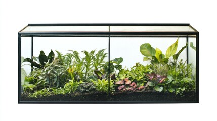 Contemporary glass terrarium isolated on white background.  