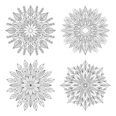 A silhouette of mandala coloring Icon vector on a white background