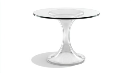 Contemporary glass-top side table isolated on white background.  