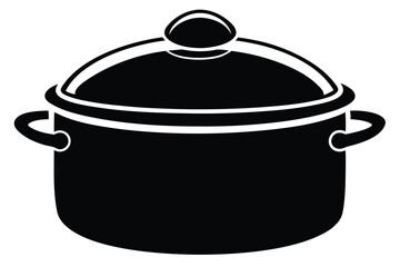 A simple stockpot featuring a round lid and short handles presents a classic image