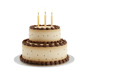 Isolated Birthday Cake with Candles