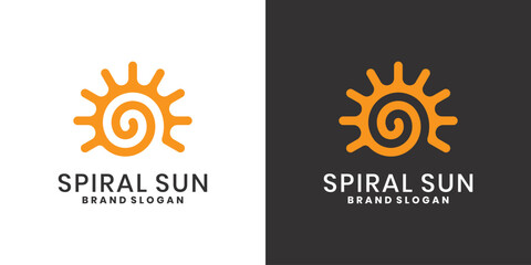 Fototapeta premium Spiral sun symbol logo design concept