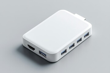 White USB Hub with HDMI Port for Laptop Devices