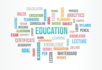 EDUCATION word cloud template, word cloud background concept