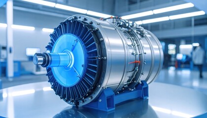 Engine Turbine in Blue Light