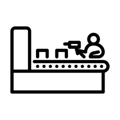 assembly worker outline icon. factory activity line art illustration.