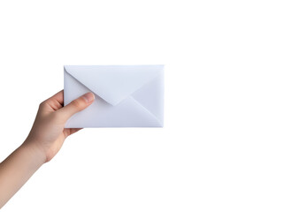 Hand holding a blank white envelope simple design
