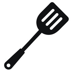 The simple black spatula icon is isolated and ready for kitchen design needs, transparent