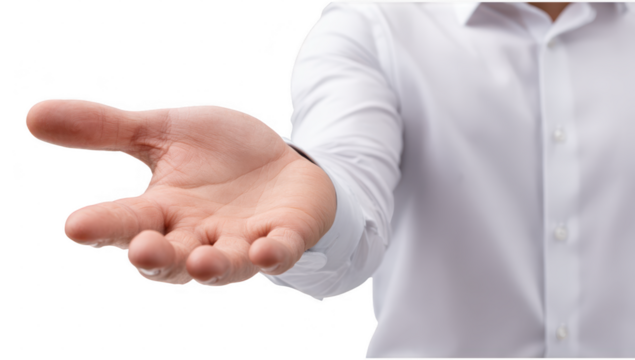 Free space hand png isolated in 3d transparent using for presentation.
