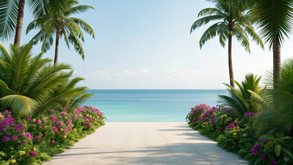 Fototapeta premium Tropical Minimalist Background with Exotic 3D Design Aesthetic