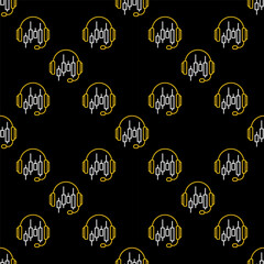 AI Trading Headset vector thin line seamless pattern