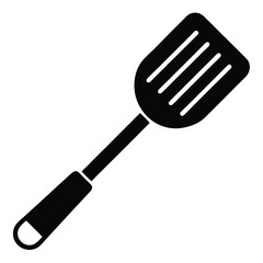 Simple slotted spatula illustration showcases classic kitchen utensil design against transparent backdrop