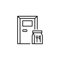 Food delivery icon. Simple food delivery door icon for social media, app and web design. Vector illustration.