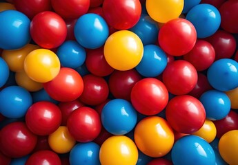 Colorful Assorted Plastic Balls Spread Across a Vibrant Background for Playful Mood and Fun Atmosphere