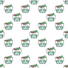Automated Cryptocurrency Trading Bot with Candlestick Chart vector colored seamless pattern