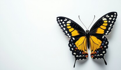 Fototapeta premium Vibrant Monarch Butterfly with Striking Patterns on a Light Background for Nature and Wildlife Enthusiasts