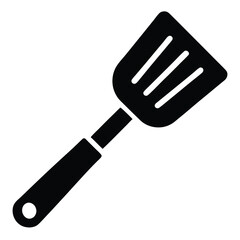 A solid black spatula shows off minimalist cooking tool artistry icon design