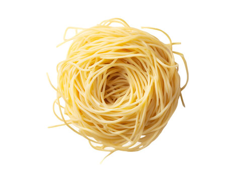 Uncooked spaghetti nest delicious pasta Italian food cuisine