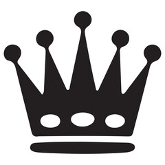 Set of Three Vector Black Silhouettes of Crowns Isolated on White Background

