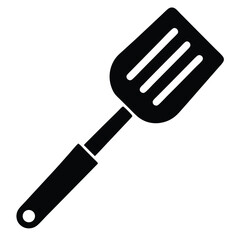 Simple kitchen spatula design in silhouette against a transparent background stands out
