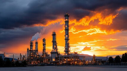 Industrial plant at sunset