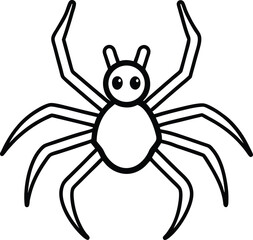 Simple Black Line Art Spider Illustration for Halloween